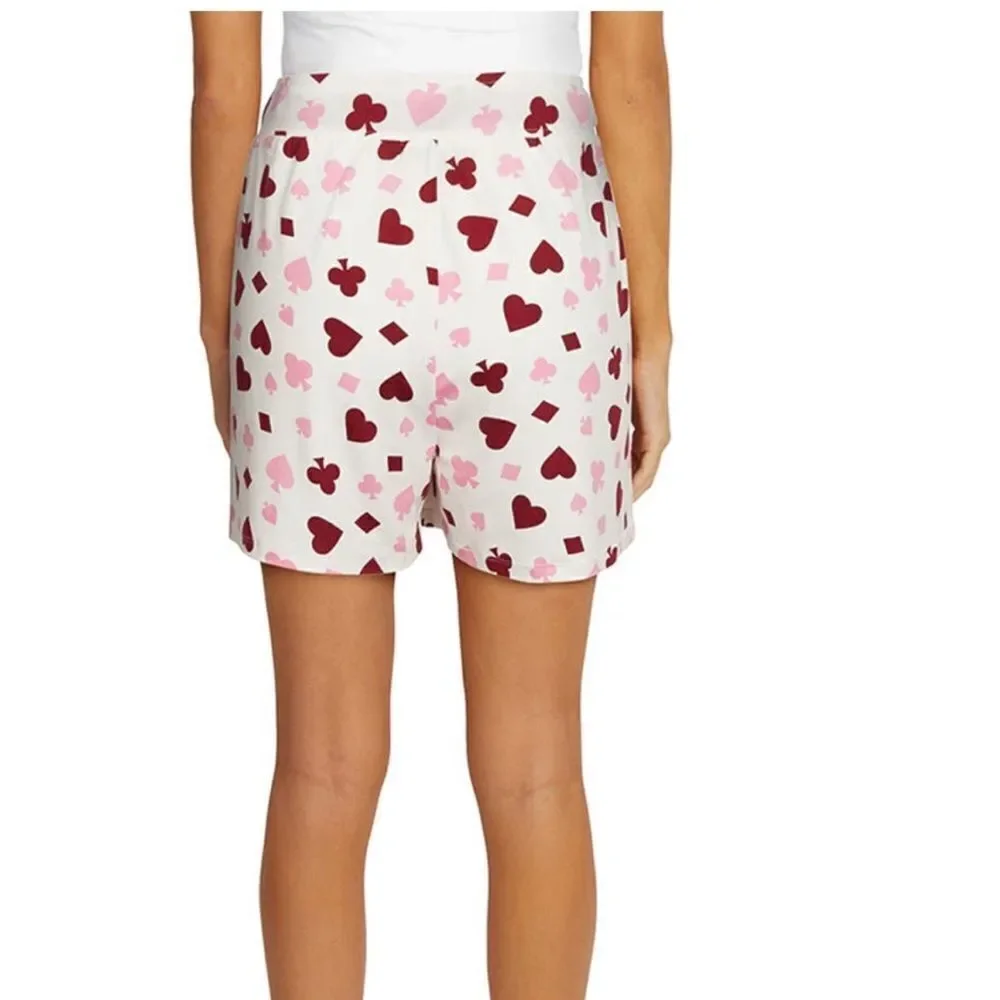 WILDFOX Love's a Gamble‎ Shorty Pajamas Set, 2 Piece, Red Hearts, XL, NWT